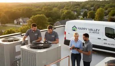 Professional AC repair technician servicing air conditioner unit in Portland, OR