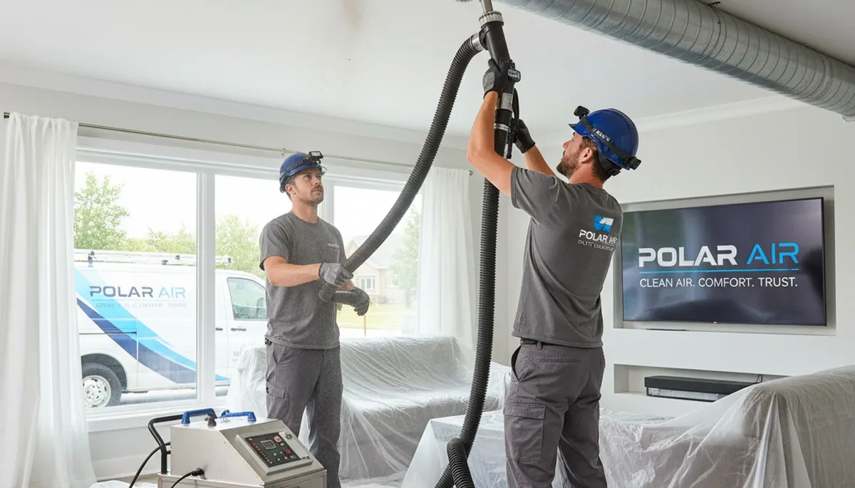 Technician cleaning air ducts for HVAC system in Portland, OR home | Five Star Cooling