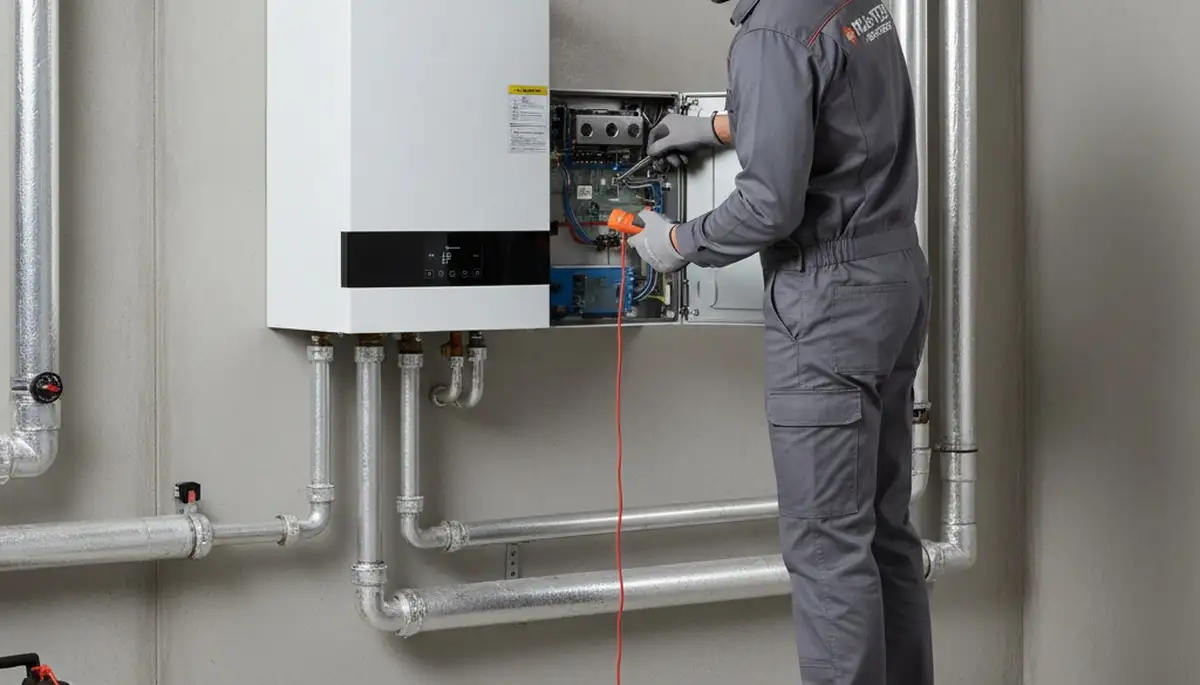 Technician performing boiler repair service in Portland, OR for Five Star Cooling