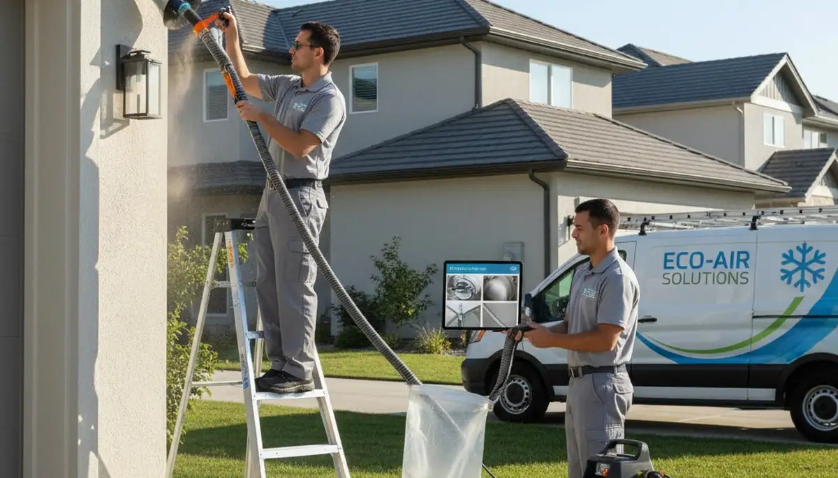 Technician cleaning dryer vent for improved airflow and safety in Portland, OR home