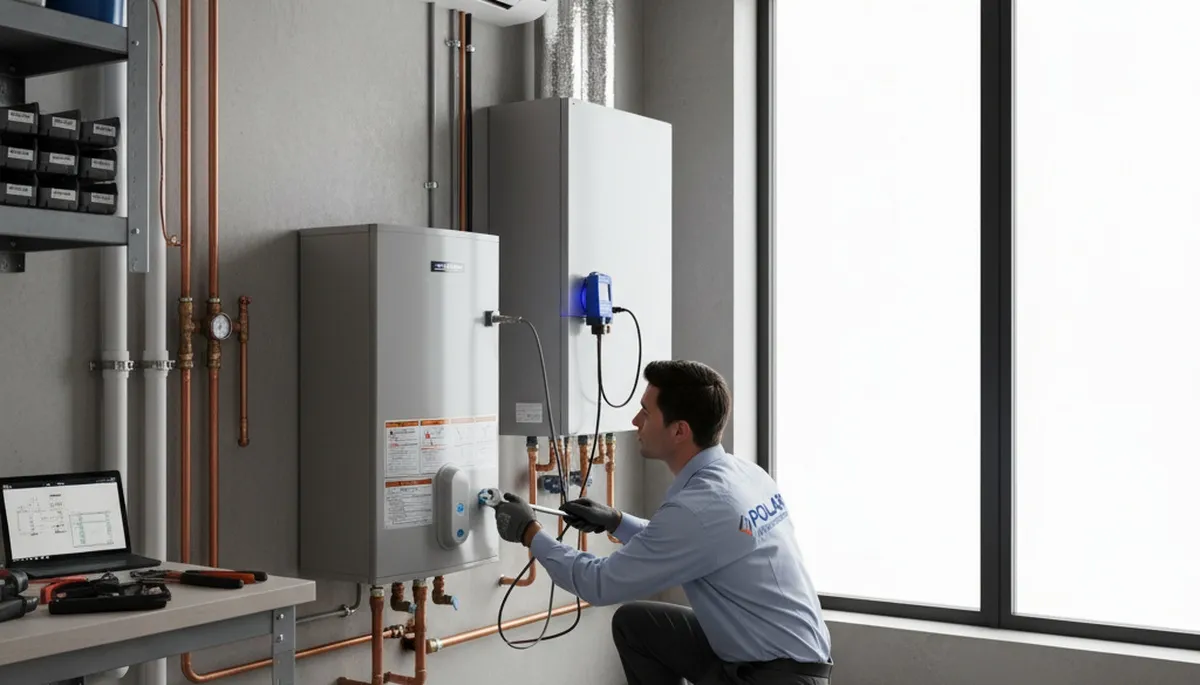 Professional plumber repairing pipes in Portland OR home for Five Star Cooling plumbing services