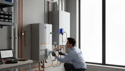 Professional plumber repairing pipes in Portland OR home for Five Star Cooling plumbing services