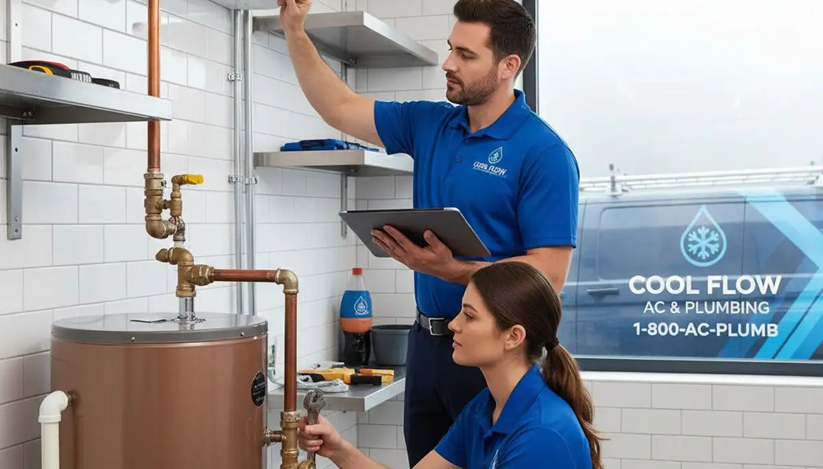 Professional plumber repairing pipes in Portland, OR for Five Star Cooling plumbing services